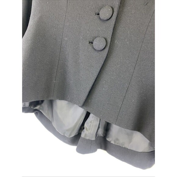 BOGO Broadway Vintage Collection Black Wool Blazer Three Button High Low Women M - Picture 3 of 12